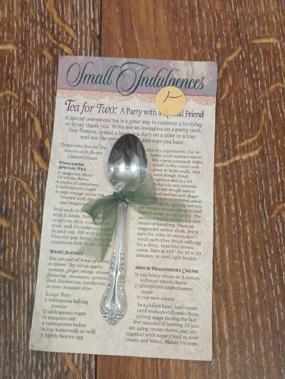 Silver Decorative Teaspoon with Green Ribbon - Small Indulgences